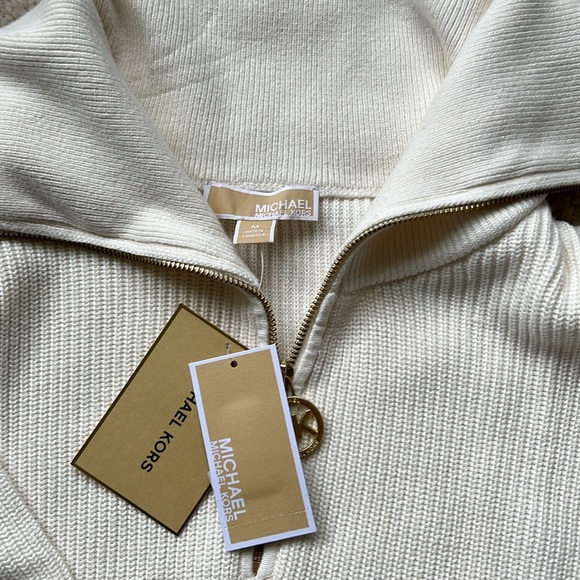 Michael Kors Half-zip Sweater in White Size Medium - Picture 4 of 5